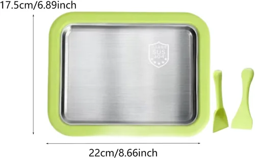 Miniatura 3 de Máquina para hacer helados enrollados, bandeja casera para yogur con 2 espátulas, helado para el hogar, plato frío instantáneo, verde