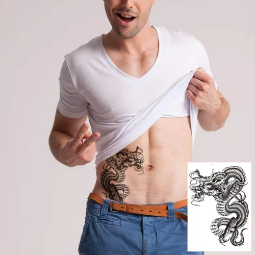 Miniatura 4 de Tatuajes temporales de manga de pez dragón, tatuajes temporales de dragón de pez falso, tatuajes de medio brazo y mangas de tatuaje extra grandes