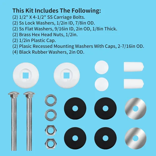 Miniatura 3 de 67-209-911-SS - Kit de pernos de acero inoxidable para tabla de buceo, kit de pernos de montaje para tabla de buceo de piscina compatible con dos