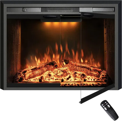 Miniatura 16 de Chimenea eléctrica de inserción, chimenea empotrada de 36 pulgadas con llama ajustable y luces de color en la parte superior, sonido de crepitación