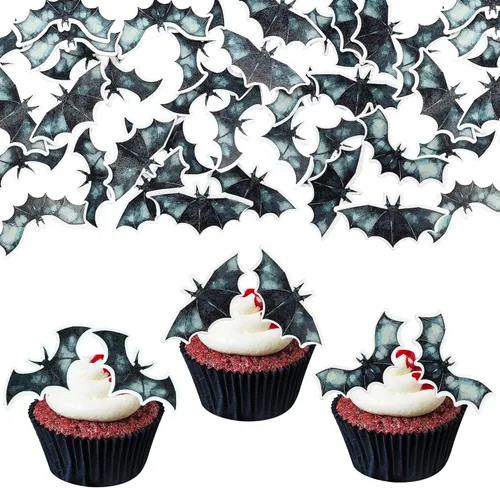 Miniatura 14 de Gyufise 24 adornos para cupcakes de Halloween con calabaza, fantasma, purpurina negra, decoraciones para cupcakes para niños, decoración de fiesta