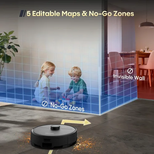 Miniatura 6 de Combo robot de aspiradora y trapeador, 90 días de autovaciado, 6000 Pa potente succión, mapeo del hogar, aspiradora robótica fácil y personalizada