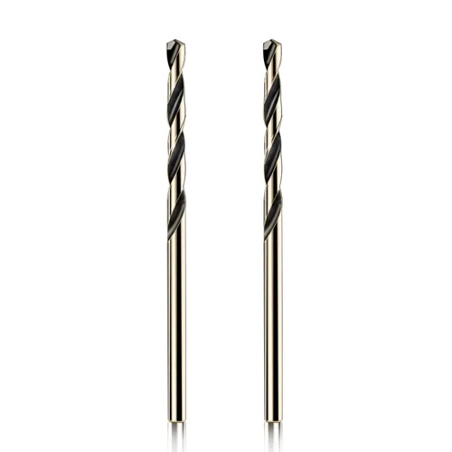 2 brocas helicoidales de acero de alta velocidad HSS de 1/8 de pulgada (0.126 in) de oro cobalto y titanio métrico, adecuadas para hierro fundido,