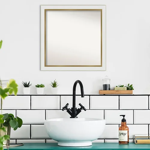 Miniatura 4 de Amanti Art Espejo personalizado, espejo estrecho de baño de oro blanco, espejo de pared o espejo de tocador de baño sobre el fregadero