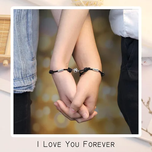 Miniatura 5 de Sincere Pulsera magnética para parejas con texto en inglés "I Love You", ideal para cumpleaños, para mujeres, hombres, novios, novios, novios