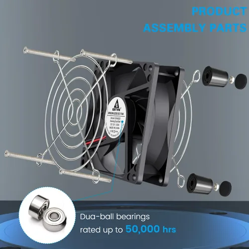 Miniatura 6 de GDSTIME Ventilador de ordenador de 80 mm x 25 mm con enchufe AC, controlador de velocidad variable de 100V-240V para enfriamiento de componente