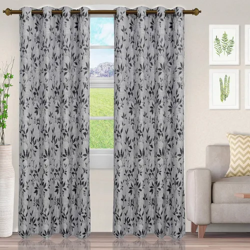 Miniatura 5 de Superior Ghera - Cortinas de jacquard con detalles de ventana, perfectas para habitación familiar, dormitorio, hojas, naturaleza con ojales