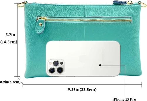 Miniatura 4 de Beurlike Cartera de cuero para mujer, bolso cruzado pequeño para teléfono