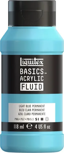 Liquitex BASICS Pintura Acrílica Fluida, Botella de 118ml (4 oz), Azul Claro Permanente