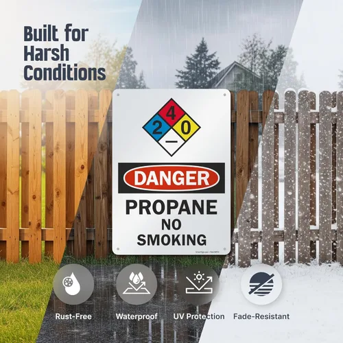 Miniatura 2 de SmartSign Letrero NFPA "Peligro - Propano, No Fumar" Aluminio de 10 x 14 pulgadas