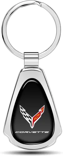 Miniatura 8 de iPick Image for Chevrolet Corvette C8 Black Dome Metal Teardrop Key Chain