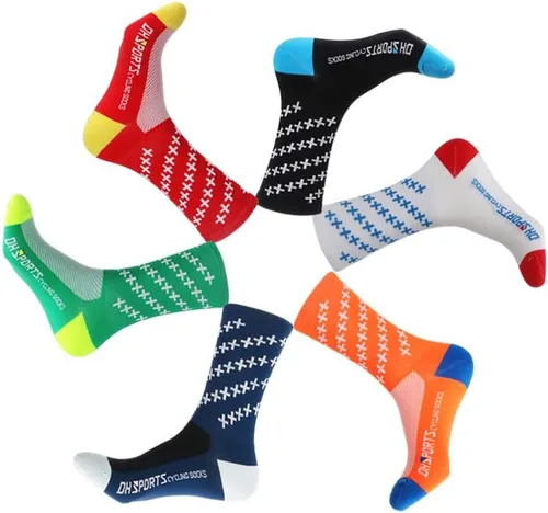 GuaziV Calcetines de ciclismo para hombre y mujer, 4-6 piezas, calcetines deportivos coloridos para correr, calcetines deportivos hasta el tobillo