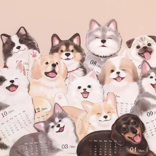 Miniatura 3 de Mini calendario de escritorio 2026 creativo con forma de mascota, decoración de escritorio, calendario mensual único de 6.5 x 5.5 pulgadas, perros