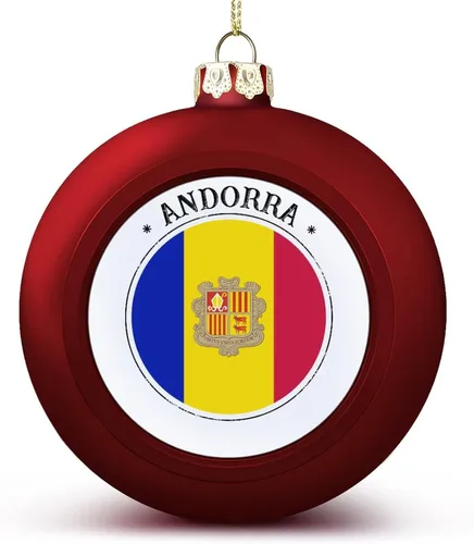 Adorno de bola de Navidad de Andorra, bandera de Andorra, bandera de las naciones, adornos colgantes, recuerdo, regalo para árbol de Navidad,