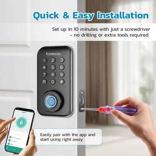 Miniatura 9 de Cerradura de puerta inteligente de huellas dactilares, cerrojo de entrada sin llave con control de aplicación, cerradura de puerta con teclado 4