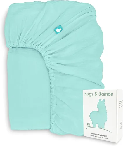 Miniatura 12 de Hugs & Llamas Sábana bajera ajustable de muselina de algodón 100% orgánico Sábanas de cuna premium para niños y niñas Sábanas orgánicas