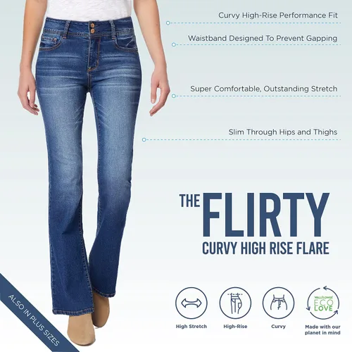 Miniatura 4 de WallFlower Jeans coquetos con curvas para mujer de tiro alto Insta Stretch Juniors (estándar y Plus)