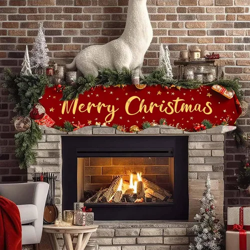 Miniatura 6 de NYZE Bufanda para Repisa de Chimenea Navideña 60 x 17 Pulgadas Cubierta Decorativa para Repisa de Chimenea de Navidad Camino de Mesa para Repisa