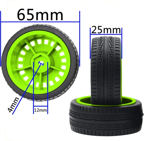 Miniatura 6 de Diámetro exterior de 2.756 in de goma y llantas de nailon de 0.472 pulgadas compatibles con Tamiya HPI Kyosho HSP 1/10 1/12 On-Road Touring Car