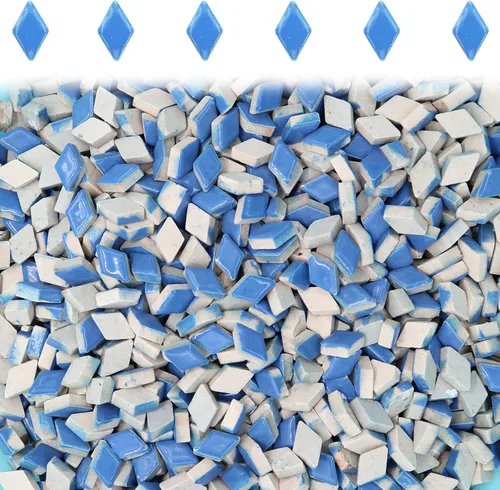 Miniatura 11 de Azulejos de mosaico azul claro, forma de gotas de lluvia, mosaico para manualidades a granel, 50 piezas de forma de lágrima, mosaico, azulejos