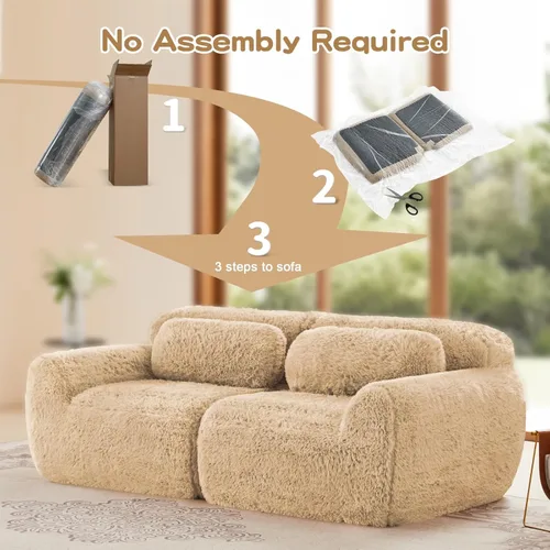 Miniatura 9 de Sofás seccionales modulares sin armazón de 80" para sala de estar, juego de sofá de asiento profundo comprimido de 2 plazas, no requiere montaje