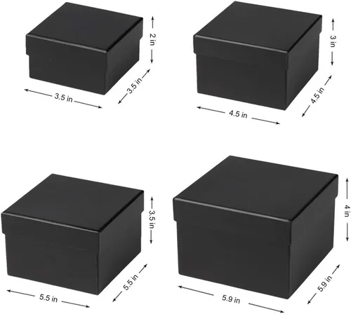 Miniatura 7 de Briful Cajas de regalo cuadradas con tapas, juego de 4 cajas de regalo negras, cajas de regalo de varios tamaños, cajas de regalo para regalos
