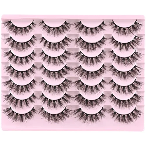 Miniatura 7 de FARRED Pestañas naturales, pestañas postizas de ojo de gato, pestañas postizas esponjosas de aspecto natural, 14 pares de pestañas cortas