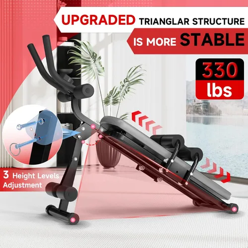 Miniatura 5 de Bigzzia Máquina de abdominales, 5 en 1 ajustable, banco de entrenamiento abdominal, entrenador de abdomen para entrenamiento de estómago, máquina