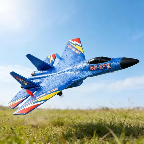 Miniatura 3 de Avión de combate RC SU-27, avión de control remoto para adultos y principiantes, avión RC de espuma ligera duradera con vuelo estable
