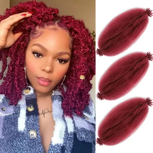 Miniatura 62 de Cabello afro elástico y trenzado de 30 pulgadas 2 paquetes, cabello preesponjado y trenzado elástico pre-estirado para extensiones de cabello suave