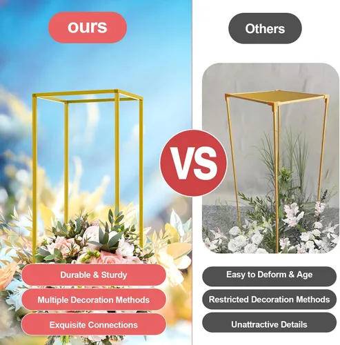 Miniatura 3 de LOYALHEARTDY 2 piezas de 31.5/39.4 pulgadas de alto para flores de boda, soporte de metal para florero de piso, columna de metal, soportes de flores