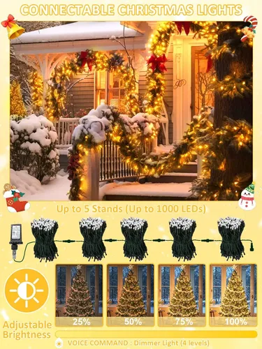 Miniatura 3 de 2025 Nuevas Luces de Navidad Conectables con Control de Voz para Interiores/Exteriores, 200 LED 23.1 mt Extensibles, Cadena de Luces de Navidad