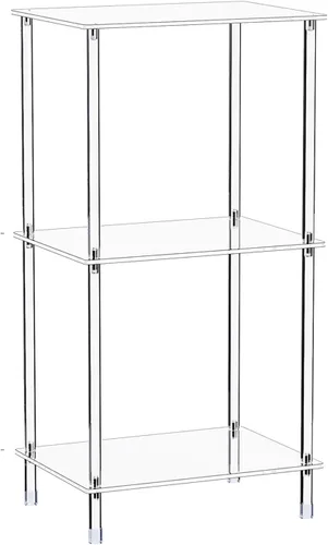 Miniatura 7 de Mesa auxiliar de acrílico transparente, 15.7 pulgadas de largo x 11.8 pulgadas de ancho x 30.7 pulgadas de alto, mesa auxiliar de 3 niveles