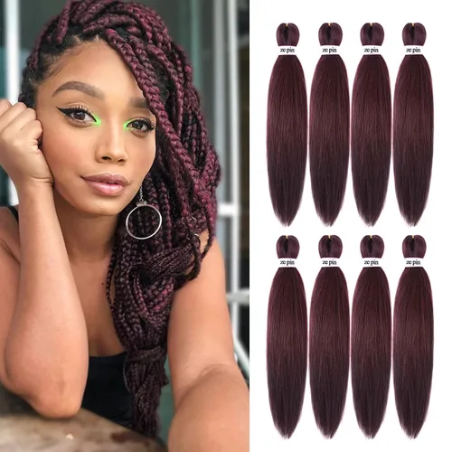 Miniatura 31 de Cabello trenzado preestirado de 22 pulgadas, 6 paquetes de cabello profesional suave Yaki trenzado para trenzas con ajuste de agua caliente