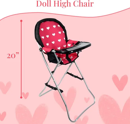 Miniatura 6 de Juego de accesorios para muñecas de bebé, cuna para muñecas 3-1, silla alta y asiento de gorila. Accesorios de muñeca de 18 pulgadas con cama