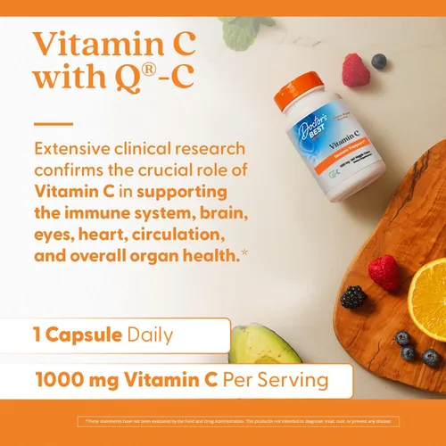 Miniatura 4 de Doctor's Best Vitamina C con Q-C, apoyo inmunológico, sin OMG, sin gluten, sin soja, vegano 360 cápsulas vegetarianas