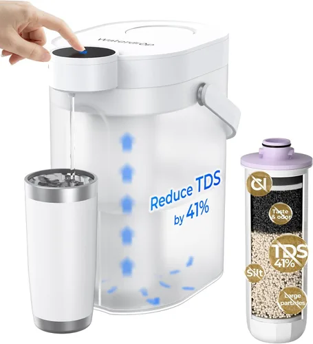 Miniatura 10 de Waterdrop ED11W - Dispensador de filtro de agua recargable con 2 filtros, jarra eléctrica instantánea potente de 5 etapas de larga duración, reduce