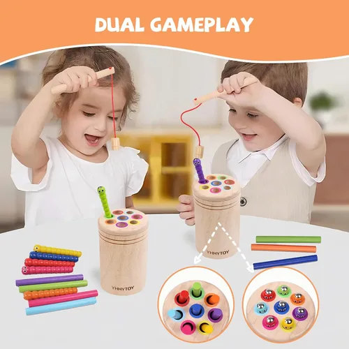 Miniatura 2 de Juguetes Montessori para niños de 2, 3, 4 años, juego de pesca magnética de doble juego para niños de 18 meses, juguete preescolar de clasificación