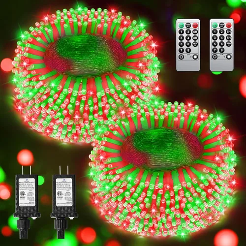 Miniatura 30 de 380 luces LED de Navidad de 125 pies, guirnalda de luces para exteriores, impermeables, temporizador y memoria, 8 modos regulables, para árbol