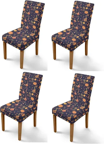 Miniatura 34 de Rnyleeg Thanksgiving Chair Covers for Living Room No Arms Turkey Pumpkin Stretch Dining Chair Covers Set of 6 Soft Washable Kitchen Chair Protector