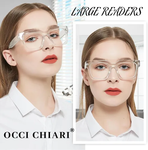 Miniatura 2 de OCCI CHIARI Lentes de lectura grandes para mujer, elegantes y cuadrados, para lectores 1.0, 1.25, 1.50, 1.75, 2.0, 2.25, 2.50, 2.75, 3.0, 3.5