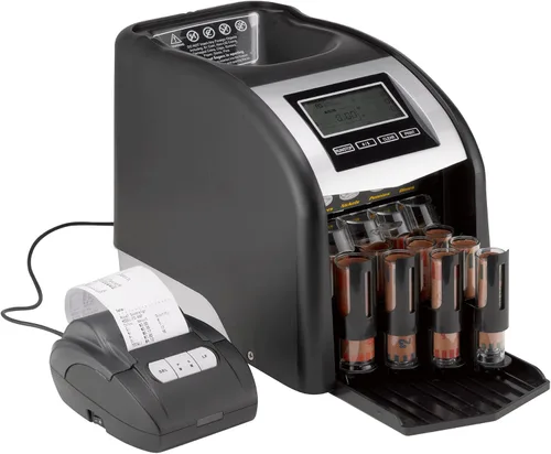 Miniatura 8 de Royal Sovereign Contador/clasificador eléctrico de monedas de 4 filas con tecnología patentada antiatascos y pantalla de conteo digital (FS-44N)