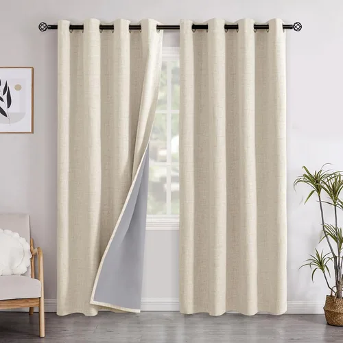 Miniatura 89 de YoungsTex Cortinas opacas de lino gris para dormitorio, 38 x 45 pulgadas, cortinas texturizadas con bloqueo de calor y luz completa, persianas