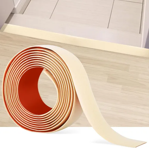 Miniatura 17 de Tira de transición de suelo de 5 pies, autoadhesiva, cubierta de vinilo, tira de transición divisora plana, diseño de grano de madera para huecos