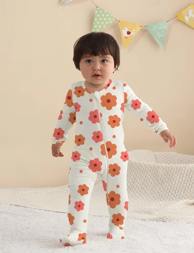 Miniatura 14 de Jimonda Pijama de bambú para bebé, unisex, para niños y niñas, de una pieza, manga larga, cierre de cremallera de 2 vías, mameluco