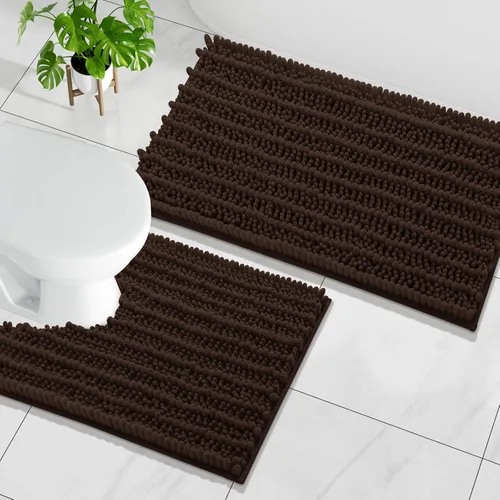 Miniatura 18 de Arotive Juego de 2 alfombras de baño de felpilla de lujo, extra suaves, absorbentes, peludas y alfombras de baño de contorno en forma de U