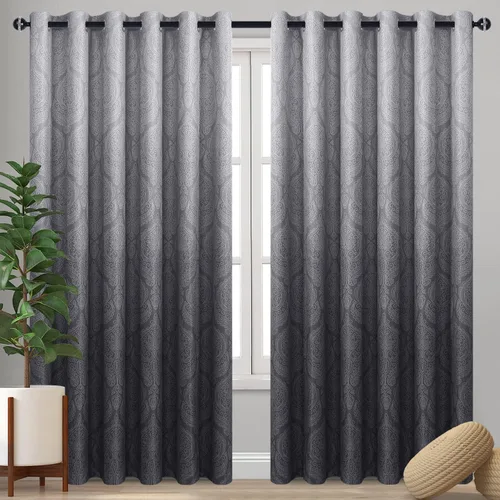 Miniatura 63 de DWCN - Cortinas blackout para dormitorio, diseño de damasco con aislamiento térmico y ojales, para sala de estar, juego de 2 paneles de cortina Gris