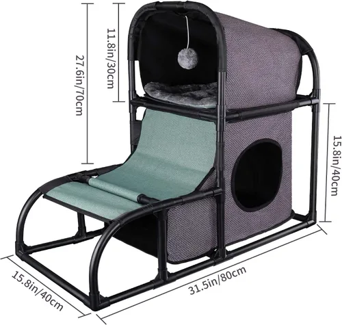 Miniatura 3 de Goetland Moderno condominio para gatos Casa para gatos Árbol para mascotas Muebles para mascotas Cama de torre para gatos grande Rascador Poste Gris