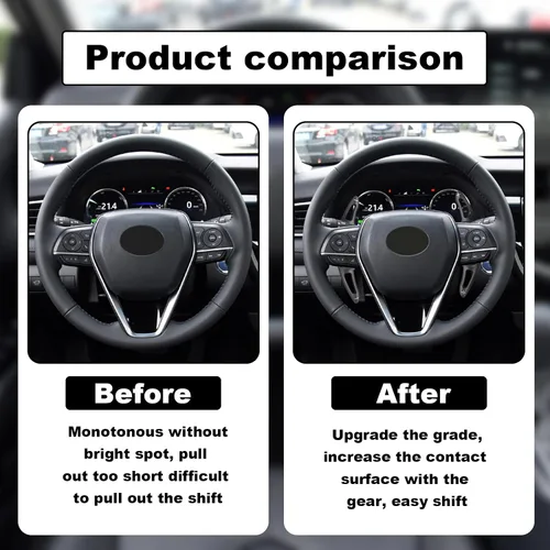 Miniatura 4 de Fundas Negras para Extensiones de Paletas de Cambio de Volante Compatibles con Toyota Camry 2018-2023 Corolla RAV4 Avalon 2019-2023 Decoración