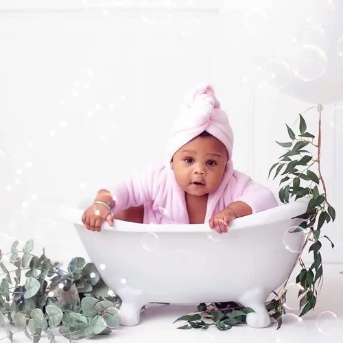 Miniatura 7 de M&G House Accesorios de fotografía para recién nacidos, trajes de baño para sesión de fotos de bebé, bata de baño para niña, 03 rosa(6-13 meses)
